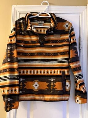 Cinch Aztec Fleece Pullover - Brown, Gold & Black